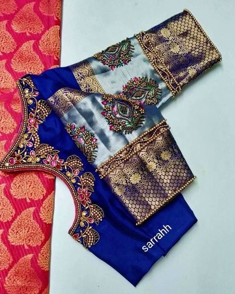 Wedding Blouses, Pink Blouse Designs, Blue Blouse Designs, Designs Blouse, Patch Work Blouse Designs, Boat Neck Blouse Design, Maggam Work Blouse, Latest Blouse Designs Pattern, Best Blouse Designs