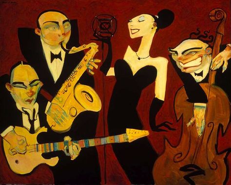 Arte Jazz, Comic Painting, Art Amour, Jazz Bar, Jazz Art, Jazz Club, Arte Inspo, Country Art, Funky Art