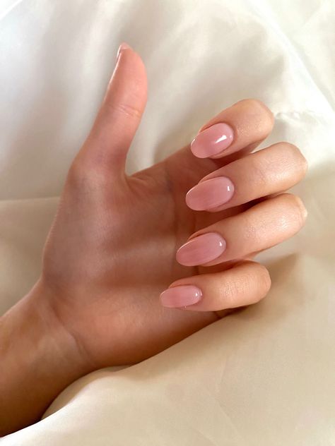 Nudish Pink Nails, Nude Mani Pedi, Milky Pink Almond Nails, Pinky Nude Nails, Nude Pink Nails, Pink Pedicure, Faded Nails, Pale Pink Nails, Nails Birthday