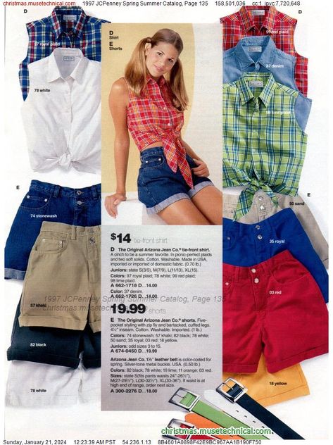 90's Fashion, 1990s Fashion, Front Tie Shirt, Summer Jeans, Summer Favorites, Fashion Catalogue, Red Plaid, Spring Summer, Plaid