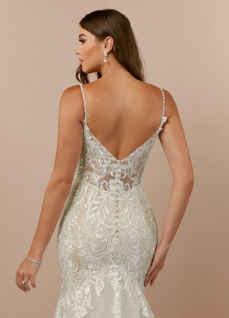 Diamond White/Nude Azazie Camlynn Diamond White Nude Mermaid V-Neck Sequins Tulle Dress | Azazie Corset Mermaid Wedding Dress, Wedding Dresses Diamonds, Detachable Train Wedding Dress, Court Train Wedding Dress, White Champagne, Trumpet Wedding Dress, Wedding Dress Train, Wedding Dresses Corset, Dream Wedding Ideas Dresses