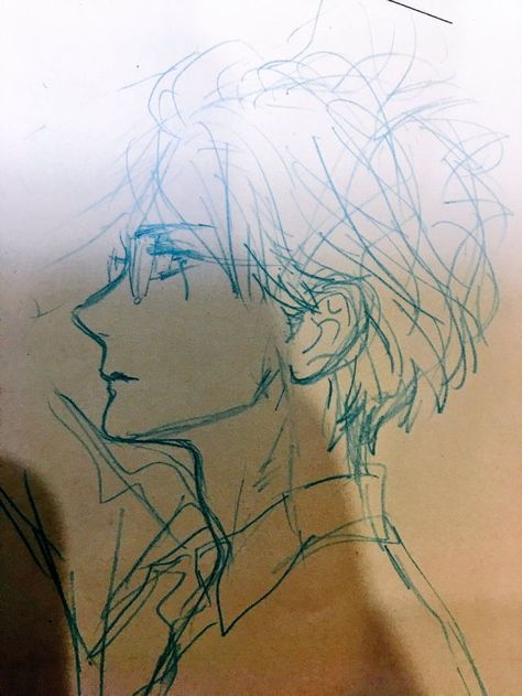 “Doodle~ As I was walking around my eyes wandered onto a person with a beautiful profile. I admire those who has an atmospheric profile to them whether they’re a man or a woman” Anime Side View, Anime Side Profile, View Sketch, Side View Drawing, Realistic Eye Drawing, Profile Drawing, Draw Anime, Drawing Faces, Gambar Figur