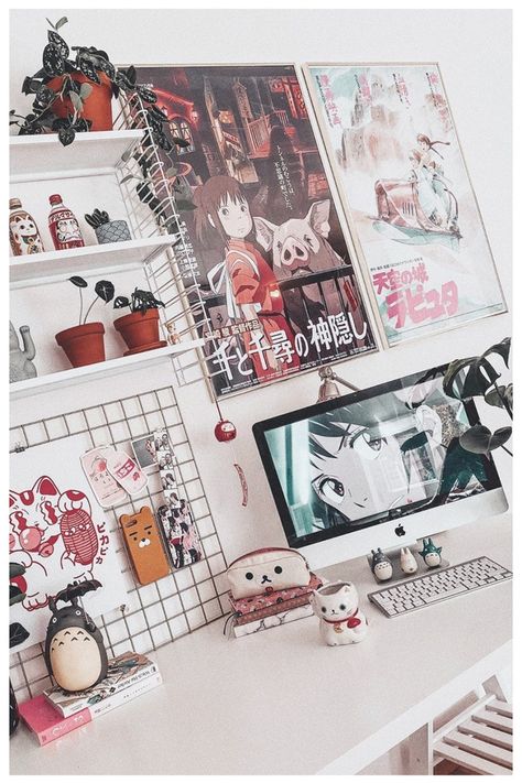 Anime Bedroom Ideas, Anime Bedroom, Kawaii Bedroom, Otaku Room, Gamer Room Decor, Anime Decor, Anime Room, Cute Room Ideas, Gamer Room