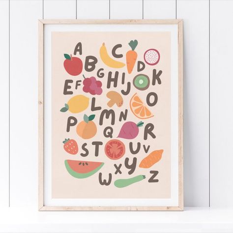 Alphabet Art for classroom, kids room, nursery, play room. Educational Wall Art, Educational Poster, Nursery Room Inspiration, Nursery Inspo, L Alphabet, Alphabet Art, Wall Art Nursery, Alphabet Print, Education Poster