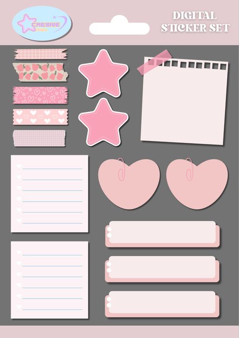 FREE DIGITAL STICKERS | JOURNAL STICKERS | PLANNER STICKERS | PRINTABLE STICKERS Journal Stickers Digital, Pink Digital Stickers, Note Stickers Aesthetic, School Stickers Free Printable, Printable Stickers For Journal, Free Goodnotes Stickers, Goodnotes Stickers Aesthetic, Stiker Laptop, Ipad Stickers Goodnotes