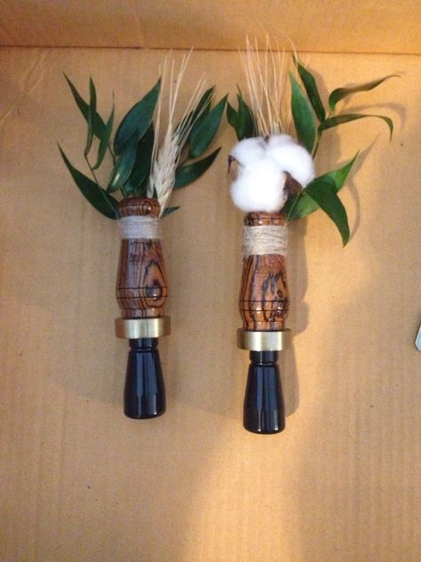 Duck Call Boutonniere, Grooms Table, Feather Bow Ties, Goose Hunting, Hunting Themes, Duck Birthday, Duck Calls, Country Theme Wedding, Lucky Duck