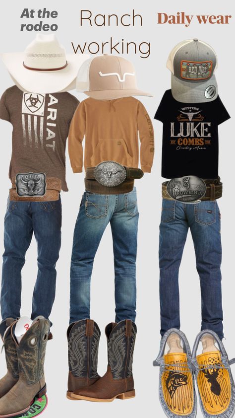 #cowboyfit Cowboy Fits For Men, Guys Outfits Country, Guy Cowboy Outfit, Western Winter, Cowboy Vibes, Men’s Country Outfit Summer, Men Country Outfits, Men’s Cowboy Clothes, Teen Boy Clothing Styles