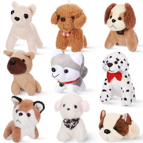 PRICES MAY VARY. Quantity and Style: you will get 9 pieces of plush dog party favors with different styles, with realistic and cute shapes and bright colors, which can easily attract the attention of little ones, teenagers and adults. Different breeds of dogs meet people's different preferences; Toy dogs don't look much like real dogs Size Details: these small stuffed animals are 12 cm/ 4.7 inch in size, small and lightweight, easy to carry and store; Cute size to put them on the table, cabinet, Dog Stuffed Animals, Dog Party Decorations, Dog Party Favors, School Party Favors, Puppy Pawty, Easter Birthday Party, Mini Puppies, Birthday Basket, Small Stuffed Animals