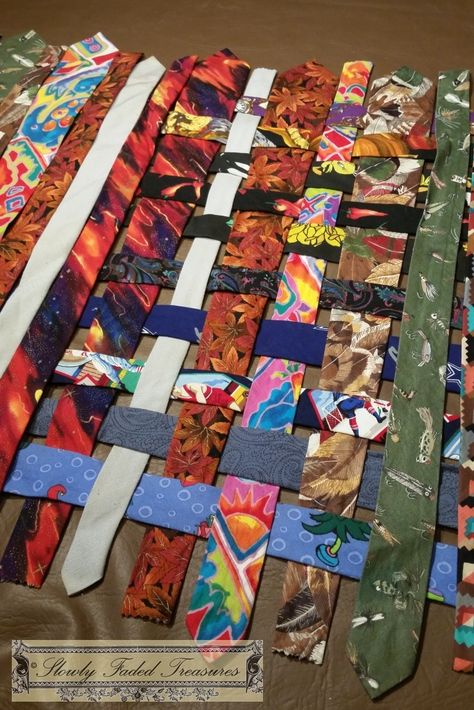 Lap Quilt Made Out of Woven Ties – Slowly Faded Treasures