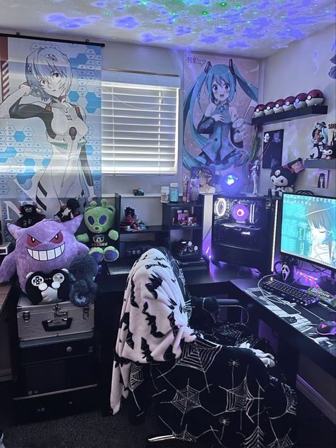 Kids Gaming Room, Room Ideas Gaming, Bedroom Gaming Setup, Gamer Room Design, Room Decor Gaming, Gaming Room Ideas, Games Room Inspiration, Aesthetic Game, Gaming Aesthetic