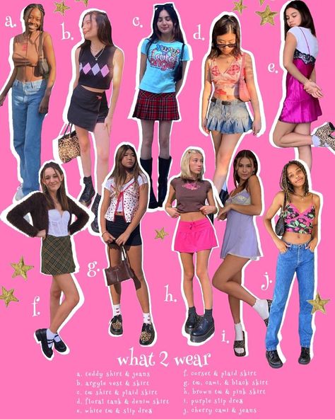 @y2k.catalog on Instagram: “some cute outfits i found on pinterest! inspired by a 2000s catalog🍓✨ edited by me :)  #y2k #y2kaesthetic #y2kfashion #y2kstyle #y2koutfits” Y2k Catalog, Scrap Fashion, 2000s Catalog, Moda Z Lat 90., 90s Magazine, Style Année 90, 2000s Outfit, Outfits 2000s, Estilo Indie