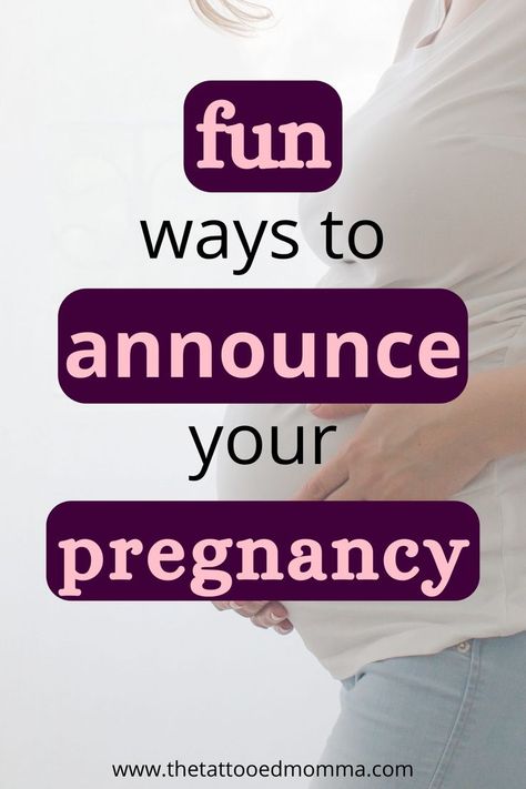 pregnant women in background photo wearing a white shirt and light blue jeans. the title reads Fun ways to announce your pregnancy in pink, purple, and black font Fun Pregnancy Announcement, Baby Momma, Baby One More Time, Polycystic Ovaries, I'm Pregnant, Congratulations Baby, Teenage Daughters, Song One, Pregnancy Reveals