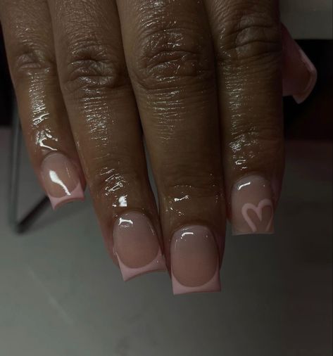 Mid Size Square Nails, Short Nails For Middle School, Acrylic Overlay Nails Short Valentines, Square Shape Nails Short, Short Acrylic Nails Regular Polish, Really Short Acrylic Nails French Tips, Short Acrylic Nails Butterflies, Nails 10-11, Build A Gel Nail Designs Short