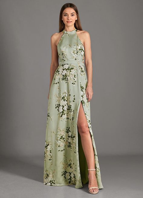 Floral Maid Of Honor Dress, Green Floral Bridesmaid Dresses, Green Floral Bridesmaid, Adrianna Papell Bridesmaid, Beaded Bridesmaid Dress, Floral Bridesmaid Dresses, Sage Green Floral, Military Ball Dresses, Special Event Dresses