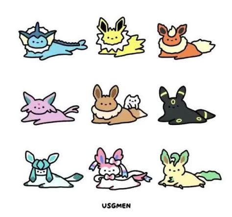 Simple Eevee Tattoo, Eevee Tattoo Evolution, Eevee Tattoo Small, Eevee Evolutions Art, Eevee Aesthetic, Cute Eevee, Mini Pokemon, Eevee Cute, Cute Small Drawings