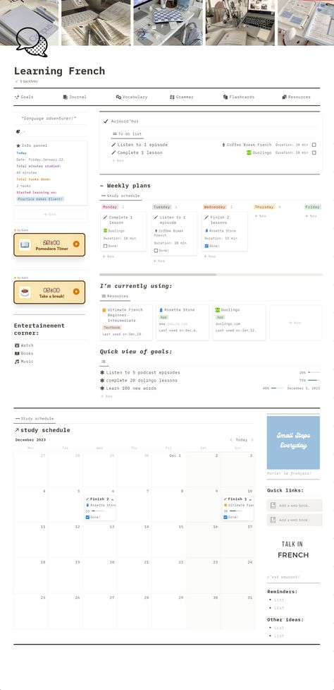 #Organisation #Notion_For_Language_Learning #Language_Learning_Routine #Notion_Flashcards Good Notes Language Learning, Notion Learning Template, Language Notes Template, Notion Template Ideas Language Learning, French Study Plan, Goodnotes Language Learning Template, Notion For Language Learning, Notion Language Template, Notion Language Learning Template