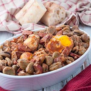 Portuguese Fava Bean, Chourico and Egg Stew Portuguese Fava Bean Recipe, Fava Bean Recipe, Egg Stew, Fava Beans Recipes, Fava Bean, Bean Recipe, Portuguese Cuisine, Fava Beans, Portuguese Recipes