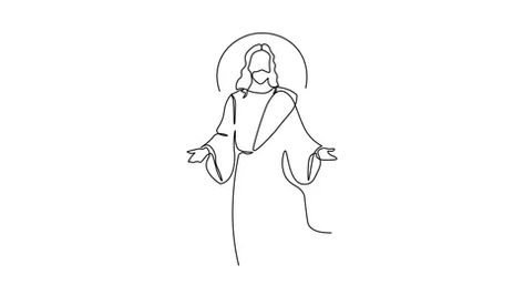 Jesus Christ Drawing Easy, Simple Jesus Drawing, Jesus Christ Sketch, Jesus Outline, Drawing Of Jesus, Christ Pictures, Christian Line Art, Jesus Drawing, Jesus Art Drawing