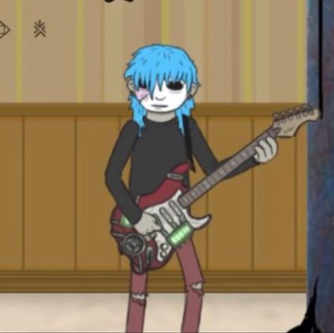 Sally Face Guitar, Sally Fisher, Sal Fisher, Sally Face, Blue Hair, Guitar, Hair, Blue