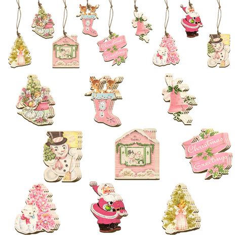 PRICES MAY VARY. 🎄【ORNAMENTS】We have prepared wonderful Christmas tree ornaments!you will get 27pcs pink Christmas wood ornaments and rope, Each decoration top has holes so you can use rope to hang it anywhere indoors to celebrate Christmas. 💗【MATERIAL】Vintage santa claus ornaments are made of high quality wooden materials.It is clear in printing, bright in color, sturdy and useful.It is light in weight and can be used repeatedly. 🎄【SPECIAL】Carefully designed 9 different styles of wood orname Decor With Ropes, Vintage Jul, Pink Christmas Ornaments, Pink Christmas Decorations, Hiasan Bilik, Christmas Hanging Decorations, Pink Christmas Tree, Wooden Christmas Ornaments, Holiday Party Decorations