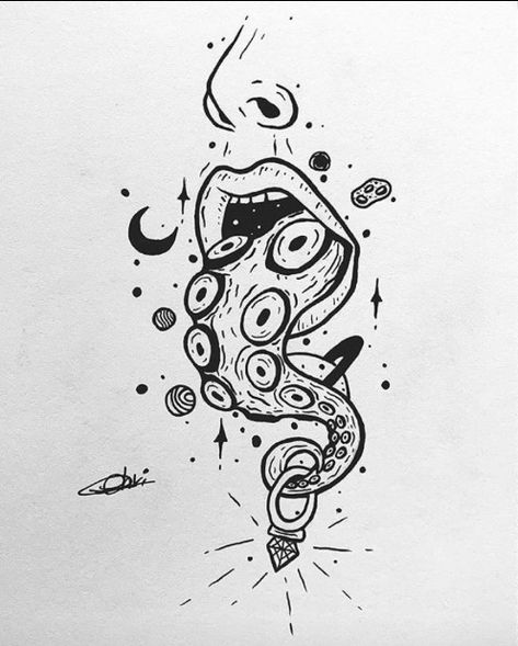 Arte Doodle, Trippy Drawings, Black And White Illustrations, Instagram Illustration, Creepy Tattoos, Spooky Tattoos, Psy Art, Dark Art Tattoo, Diy Tattoo