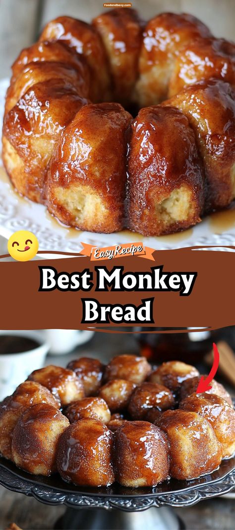 Pull apart a piece of the Best Monkey Bread, a gooey and sweet treat that's perfect for sharing. Made with biscuit dough, cinnamon, sugar, and butter, this delightful bread is baked to create a warm, caramelized exterior with a soft, doughy center. It's ideal for breakfast or as a fun dessert. #MonkeyBread #SweetTreat #SharedDesserts Homemade Monkey Bread Recipe, Pull Apart Monkey Bread, Biscuit Monkey Bread, Honey Cookies Recipe, Homemade Monkey Bread, Cinnamon Monkey Bread, Blueberry Coffee Cake Recipe, Homemade Yeast, Monkey Bread Recipe