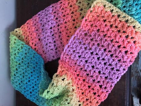 Textured V-Stitch Scarf V Stitch Crochet Scarf Free Pattern, V Stitch Scarf Crochet, V Stitch Crochet Scarf, Crochet V Stitch Scarf, Kids Scarf Crochet Pattern, Super Bulky Yarn Patterns Crochet, Bulky Yarn Patterns, Crochet Kids Scarf, V Stitch Crochet