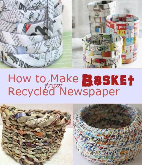 Don't just throw those old new s papers right away. Recycle and turn them into useful baskets. DIY basket from news paper. Newspaper Baskets Diy, What To Do With Newspapers, Newspaper Weaving Basket, Weave Paper Basket, Newspaper Recycling Ideas, Things To Do With Newspaper, Diy With Newspaper, Recycled Newspaper Crafts, Newspaper Art For Kids