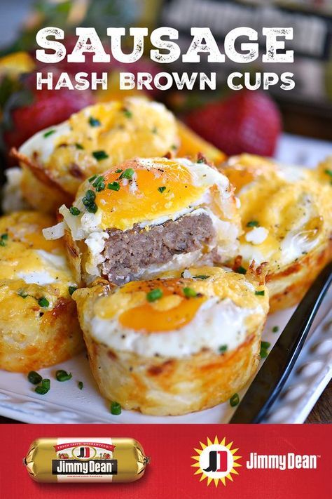 On Mother's Day, honor the special women in your life with these tasty Sausage Hash Brown Cups. Each delicious cup is packed with unforgettable flavor—Jimmy Dean® Signature Seasoned Sausage, hash browns, eggs, cheese and more. Your family will enjoy them as you celebrate this special day Hash Brown Cups, Menu Sarapan Sehat, Sausage Hash, Brown Cups, Jimmy Dean, Hash Brown, God Mat, Hash Browns, Deilig Mat