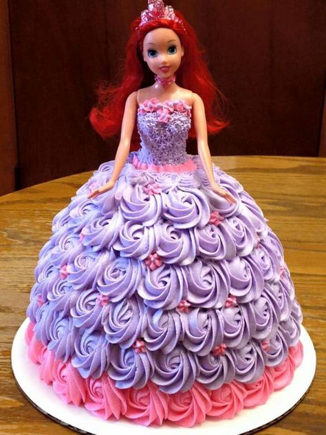 Barbie Cake Designs, Barbie Dress Cake, Doll Cake Designs, Princess Doll Cake, Disney Princess Birthday Cakes, Barbie Doll Birthday Cake, Barbie Doll Cake, Doll Birthday Cake, Barbie Birthday Cake