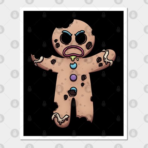 Zombie Gingerbread Men, Creepy Gingerbread Man, Evil Gingerbread Man, Cheryl Cochran, Gingerbread Man Drawing, Gingerbread Day, Scary Design, Dibujos Dark, Zombie Christmas