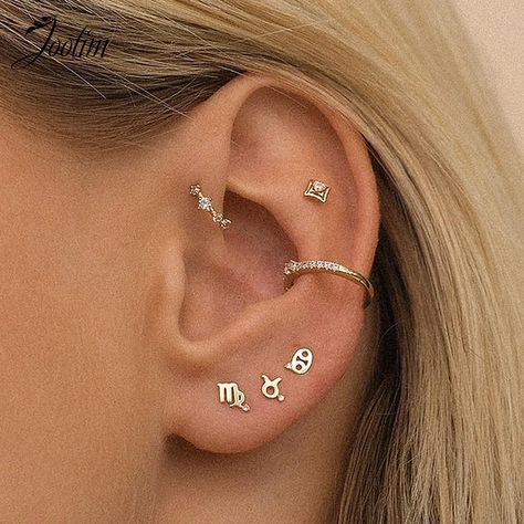 JOOLIM Jewelry PVD Waterproof Wholesale Chic Twelve Constellations Birthstone Zirconia Stud Zodiac Earrings, 22 December, Fine Jewelry Collection, Star Sign, Single Earring, Stylish Jewelry, Ear Studs, Huggies Earrings, Earring Backs