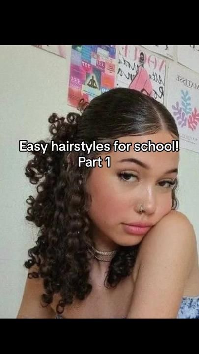 Hairstyles With Curled Hair, Curly Hair Advice, Quick Curly Hairstyles, Quick Hairstyles For School, Medium Length Curly Hair, Cute Hairstyles For School, Hair Curling Tips, Easy Hairstyles Quick, Easy Hairstyles For School