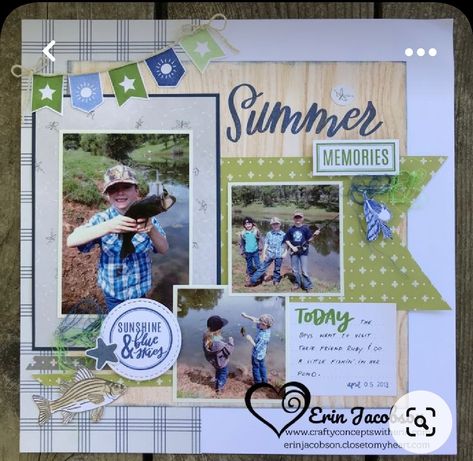 Family Scrapbook Layouts, Summer Scrapbook Layouts, Boy Scrapbook Layouts, Fashion Maker, Scrapbook Design Layout, Beautiful Scrapbook Layouts, Baby Boy Scrapbook, Scrapbooking Paper Crafts, Simple Scrapbook