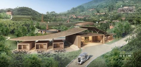 Healing Resort Architecture, Eco Resort Architecture Plan, Mountain Resort Design Concept, Resort Design Concept, Eco Architecture Concept, Eco Resort Architecture, Mountain Resort Design, Resort Bungalow, Mountain Resort Architecture