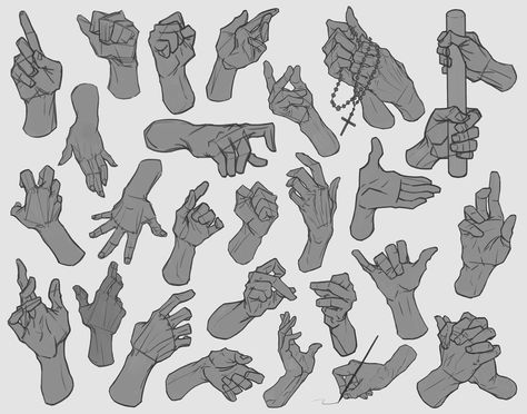 Hand Studies, Austin DeGroot on ArtStation at https://www.artstation.com/artwork/rRa0Oa Base Drawing, Hand Gestures, Hand Drawing Reference, Anatomy Sketches, Reference Drawing, Body Reference Drawing, Hand Reference, 인물 드로잉, Anatomy Drawing