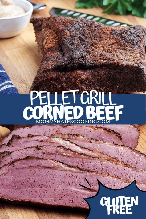 Pellet Grill Smoked Corned Beef is a great choice for dinner, it's easy to smoke this to perfection on your smoker or pellet grill! Grilled Corned Beef, Smoked Corned Beef Brisket, What Is Corned Beef, Easy Corned Beef, Smoked Corned Beef, Corned Beef Recipe, Reuben Sandwiches, Cooking Corned Beef, Beef Brisket Recipes