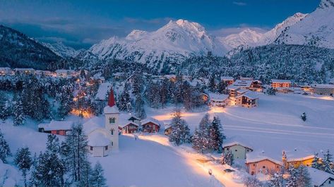 *🇨🇭 Cold morning blue hour (Switzerland) by Roberto Sysa Moiola (@robertomoiolaphotography) • Instagram ❄️🏙 Dec-18-2021 La Mecca, Snowy Woods, Alpine Village, St Moritz, Winter Sun, Beautiful Castles, Scotland Travel, Incredible Places, Winter Travel