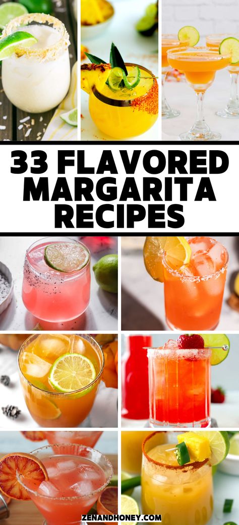 When it comes to margarita, everyone loves the best classic margarita recipe. But how you ever tried a flavored margarita? From spicy margarita to frozen margarita, this list with 33 easy margarita recipes will inspire you to make some! Diy Margarita Mix Recipes, Tropical Margarita Recipe, Flavored Margarita Recipes, Margarita Recipe On The Rocks, Types Of Margaritas, Margaritas Recipes, Homemade Margarita Recipe, Margarita Mix Recipe, Spicy Margarita Recipe