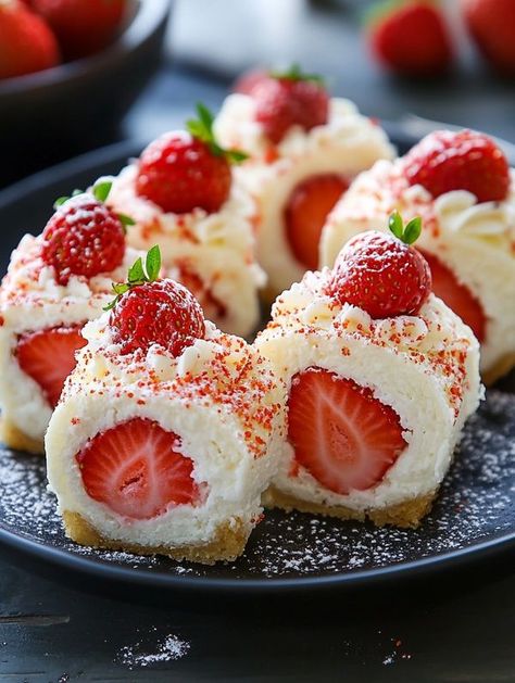 Strawberry Food Recipes, Luxury Desserts, Cheesecake Desserts Recipes, Strawberry Shortcake Cheesecake, Dessert Sushi, Cheesecake Dessert, Favorite Recipes Dinner, Pretty Dessert, Cheesecake Desserts