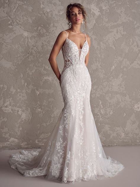 Wedding Dresses For Hip Dips, Flare Wedding Dress, Blush Gown, Hips Dips, Maggie Sottero Wedding Dresses, Wedding Dress Boutiques, Fit And Flare Wedding Dress, Top Wedding Dresses, Designer Wedding Gowns