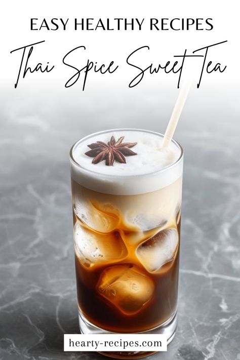 Sip on something special with our Thai Spice Sweet Tea! This easy recipe combines vibrant flavors with a hint of sweetness, making it the perfect healthy easy recipe for any occasion. Whether you’re hosting a gathering or just relaxing at home, this tea will elevate your drink game! Don’t miss out—click to discover the full recipe and indulge in this refreshing delight! 
Ingredients:
4 cups water
4 black tea bags
1/2 cup sugar (or to taste)
1-2 teaspoons Thai spices (like star anise and cardamom Thai Tea Recipes, Healthy Easy Recipe, Thai Spices, Black Tea Bags, Autumn Recipes, Thai Tea, Healthy Easy, Star Anise, Cozy Autumn