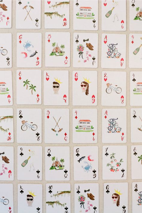 Diy Playing Cards, Whimsical Watercolor, Playing Cards Design, Wedding Illustration, Paint Cards, Fancy Party, Wedding Mood Board, Wedding Gift Favors, Wedding Art