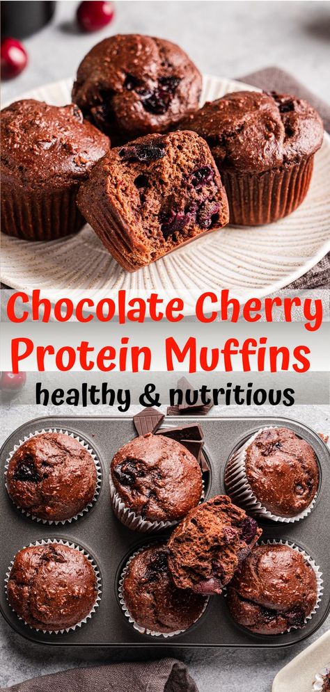 chocolate muffins,with sweet cherries,protein packed,nutrition packed,macro-friendly,chocolate cherry muffins,chocolate protein muffins,chocolate muffins,cherry muffins,protein muffins recipe,muffins for breakfast,pre workout snack,no sugar muffin,under 200 calories muffin,easy to make muffin recipe,healthy,protein packed breakfast,breakfast on the go,snack for work,snack for school,sugar free muffins,low fat muffins,macro-friendly muffins,to eat on weight loss,weight loss diet,balanced diet Jumbo Protein Muffins, High Protein High Fiber Muffins, High Protein Chocolate Muffins, Healthier Muffins, Muffin Monday, Health Cookies, Protein Cakes, Chocolate Protein Muffins, High Protein Muffins