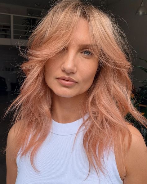 Golden Peach Hair, Light Peach Hair, Dark Peach Hair, Salmon Pink Hair, Pastel Peach Hair, Hair Color Peach, Salmon Hair, Pink Peach Hair, Belinda Lee