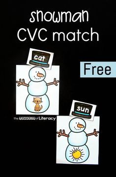 This printable snowman CVC word match is a great hands on literacy center for working on CVC words with your early readers this winter! Blending Letters, Snow Centers, January Kindergarten, Word Work Kindergarten, Cvc Activities, Cvc Word Activities, Alphabet Sounds, Printable Snowman, Literacy Centers Kindergarten