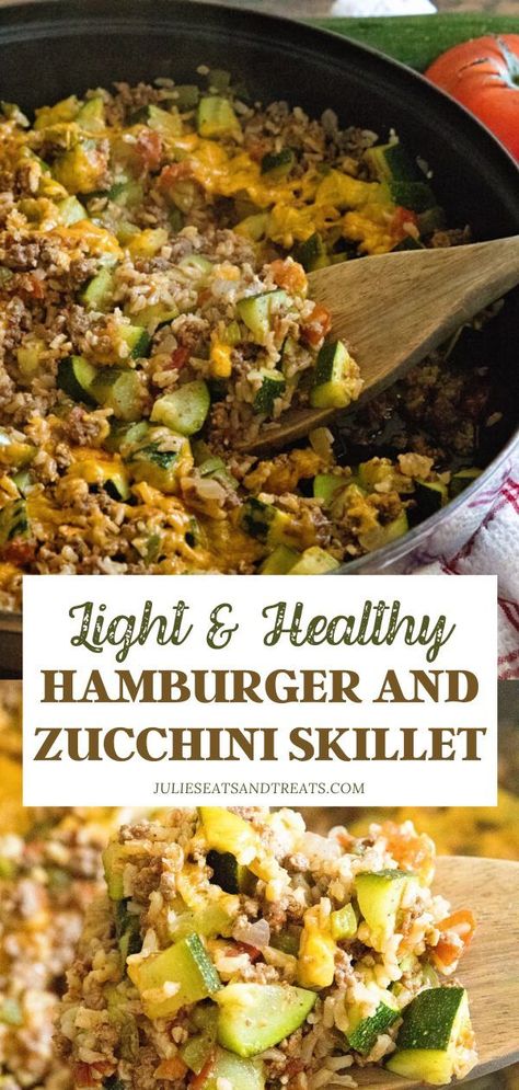 Hamburger Zucchini, Zucchini Skillet, Healthy Hamburger, One Pan Meal, Health Dinner, Dinner Recipes For Family, Green Pepper, Health Dinner Recipes, Squash Recipes