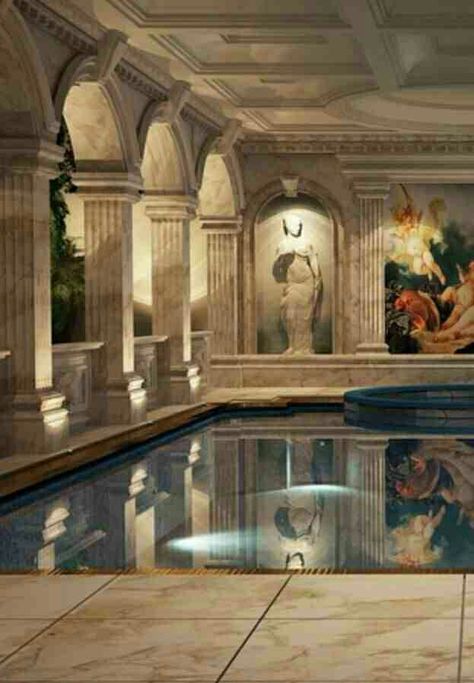 . Indoor Pool Design, Pool House Designs, Piscina Interior, Luxury Swimming Pools, Indoor Swimming Pool, Luxury Pools, Dream Pools, Mansion Interior, Indoor Swimming