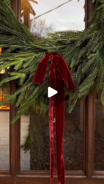 Christmas Garland Ribbon, Mckenna Barry, Interior Cottage, Cottagecore Christmas, Red Velvet Ribbon, Cottage Christmas, Cottage Core Aesthetic, Christmas 2024, Christmas Countdown