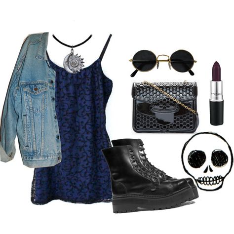 Goth Jean Jacket Outfit, Never Be The Same, Tumblr Outfits, Hippie Outfits, Alternative Outfits, Edgy Outfits, Polyvore Outfits, Grunge Fashion, Looks Vintage